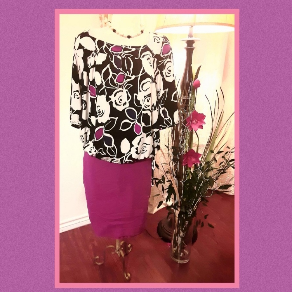 🏷SOLD🏷Worthington Med. Purple & White Blouse